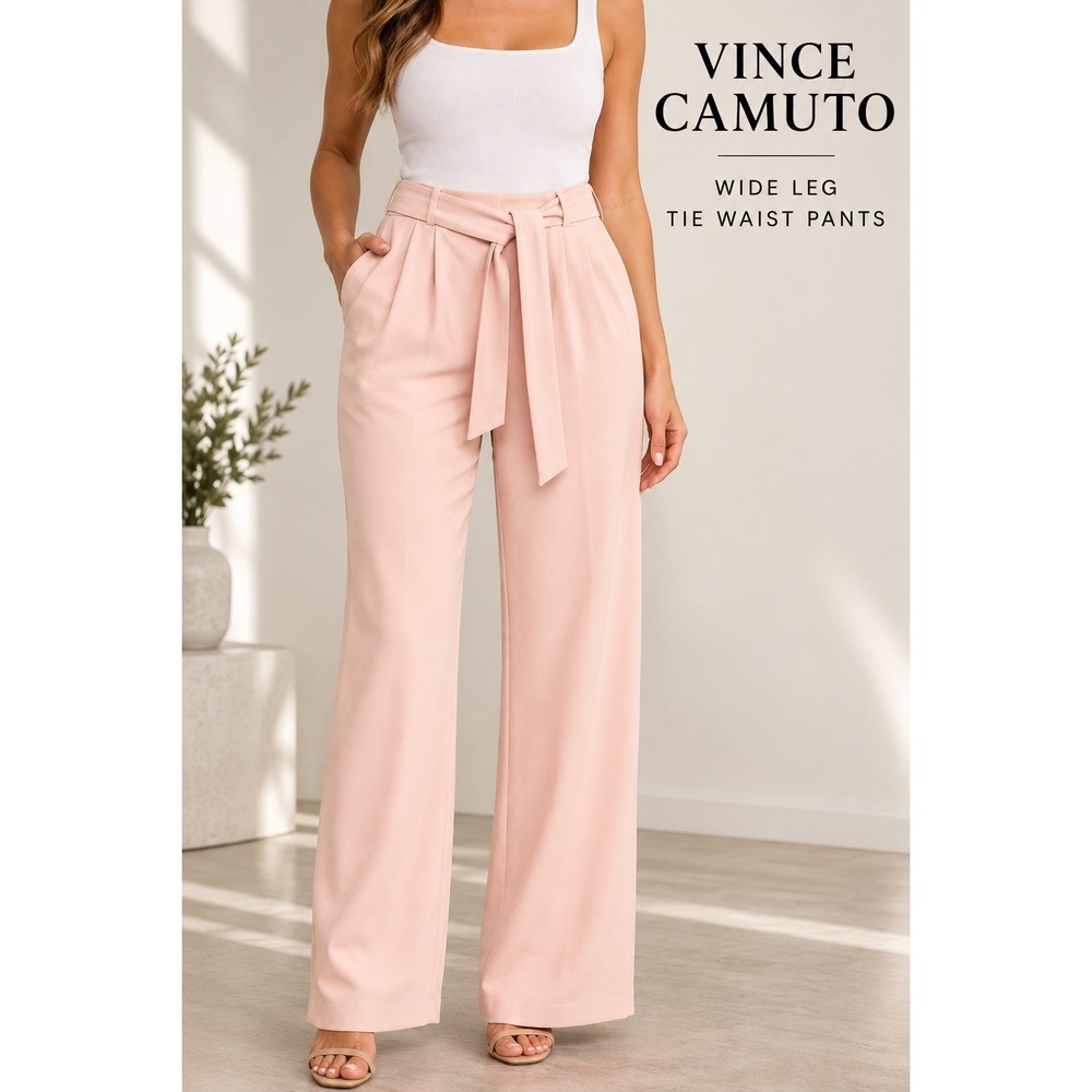 Vince Camuto Wide Leg Tie Waist Pants Blush Pink Size 10 NWT
